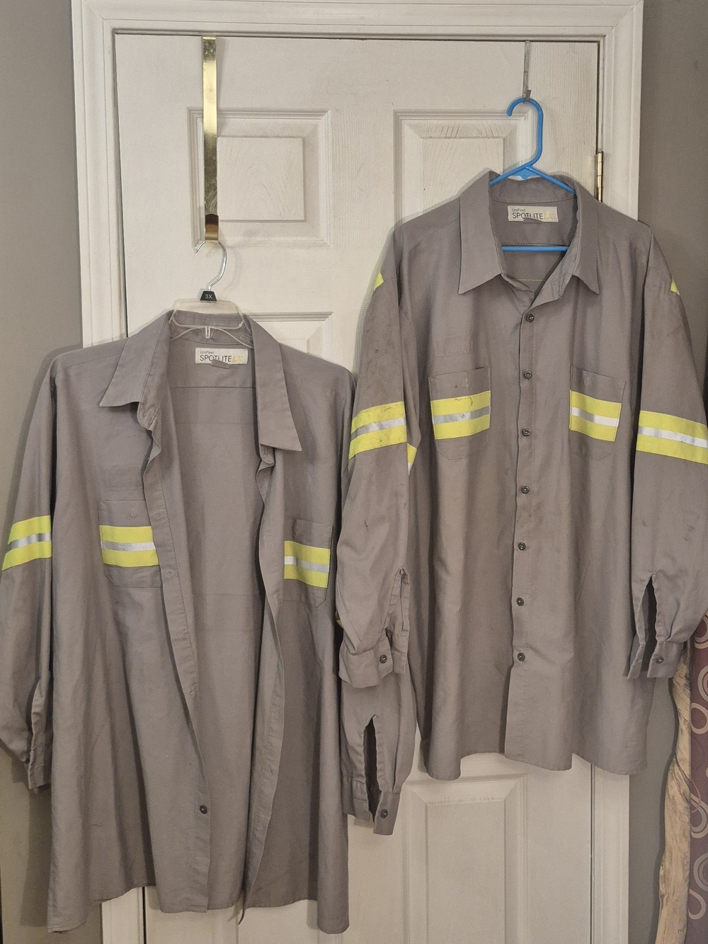 Gray Work Shirt with Reflective Yellow Stripes